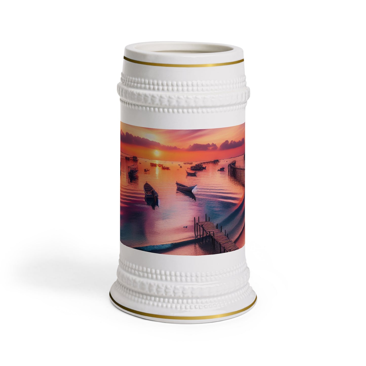 Serene Sunset Beer Stein Mug | Tropical Vibe for Relaxed Gatherings