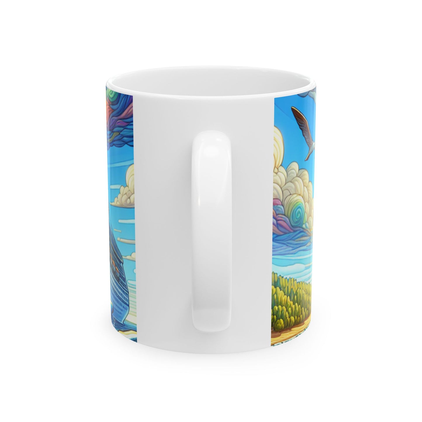 Whale Adventure Ceramic Mug - Colorful Ocean Cruise Design (11oz, 15oz)