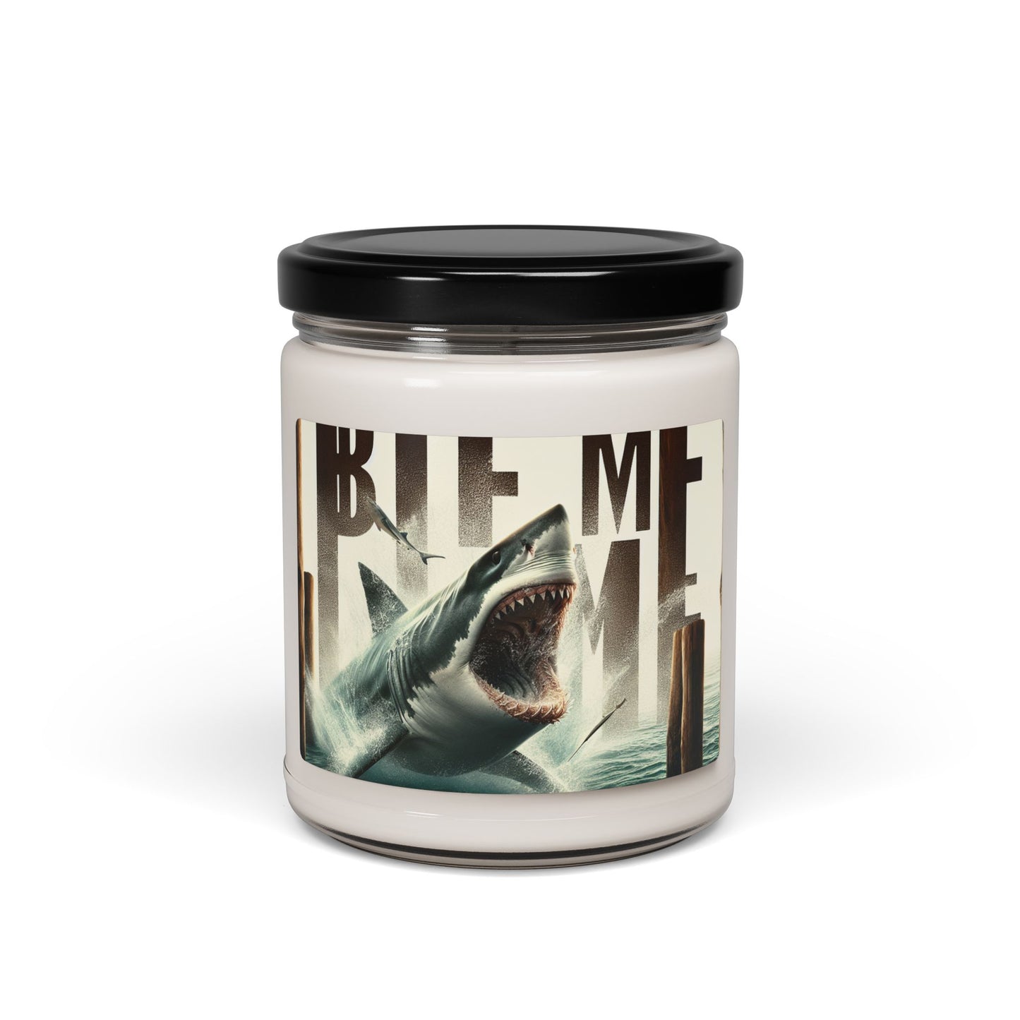 Scented Soy Candle - "Bite Me" Shark Design - 9oz Ocean Vibe