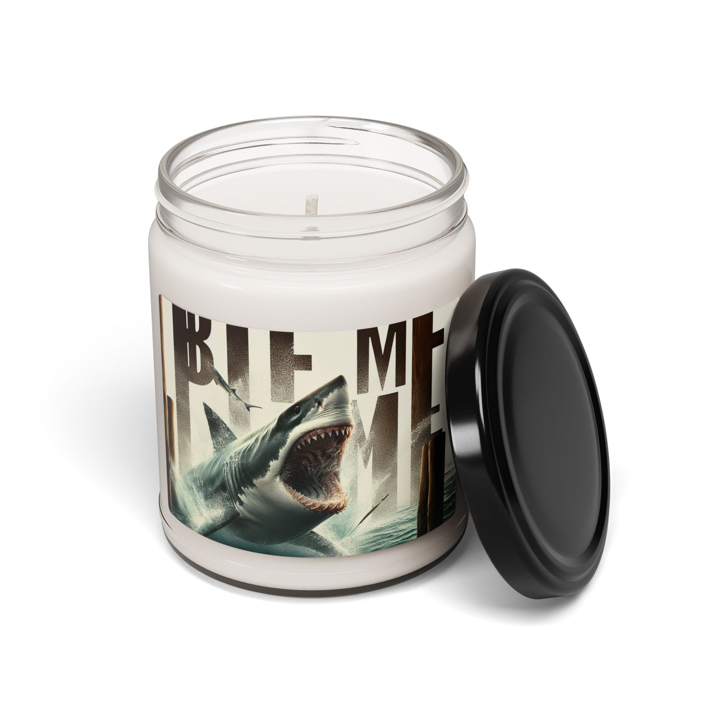 Scented Soy Candle - "Bite Me" Shark Design - 9oz Ocean Vibe