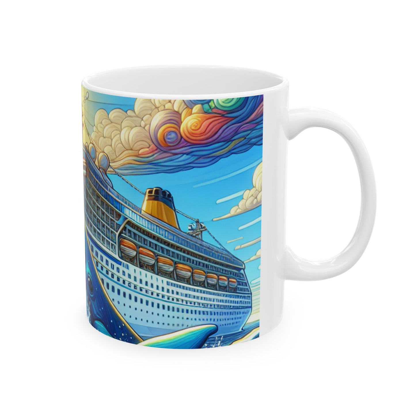 Whale Adventure Ceramic Mug - Colorful Ocean Cruise Design (11oz, 15oz)