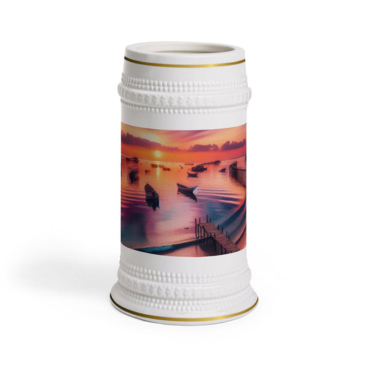Serene Sunset Beer Stein Mug | Tropical Vibe for Relaxed Gatherings
