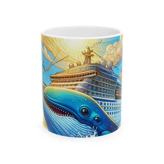 Whale Adventure Ceramic Mug - Colorful Ocean Cruise Design (11oz, 15oz)