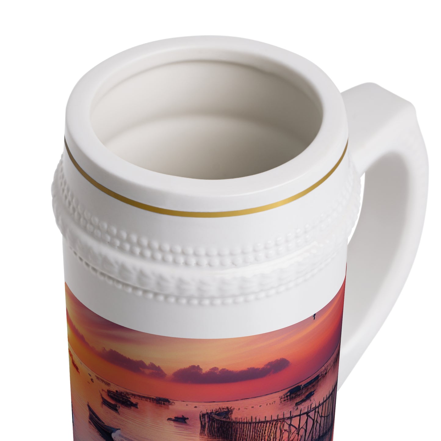 Serene Sunset Beer Stein Mug | Tropical Vibe for Relaxed Gatherings