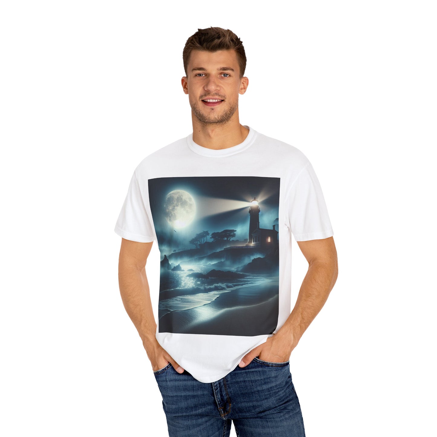 Copy of Moonlit Lighthouse Unisex T-Shirt - Coastal Night Scene