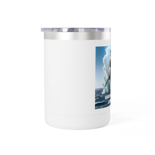 Funny Shark Coffee Mug Tumbler – 15oz, "Good Morning, Jump In!"