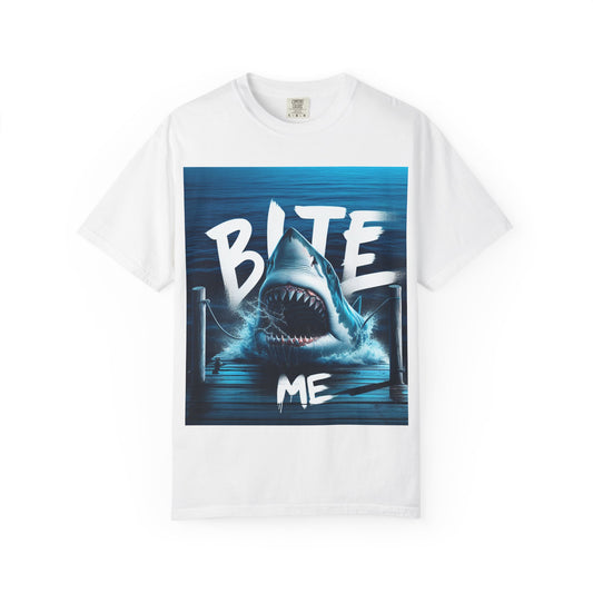 Bite Me Shark T-shirt - Unisex Garment-Dyed Tee for Ocean Lovers
